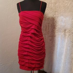 Red rouched dress